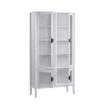 Шкаф для посуды «Бридж» широкий с 4-мя стеклянными дверями белый лак