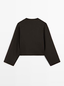 Massimo Dutti Короткое пальто с круглым вырезом, шоколадно-коричневый