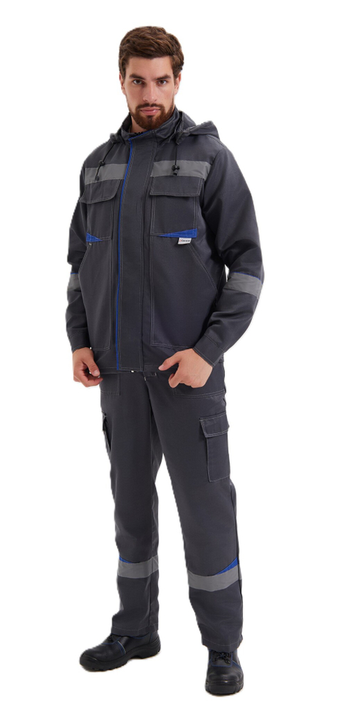 Костюм "Грань" (куртка с капюшоном+п/к) цв. серый