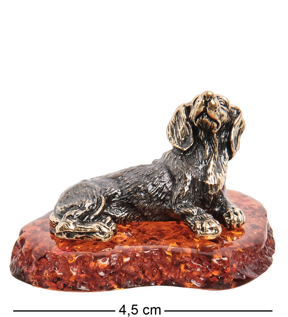 Народные промыслы AM-1316 Фигурка «Такса» (латунь, янтарь)