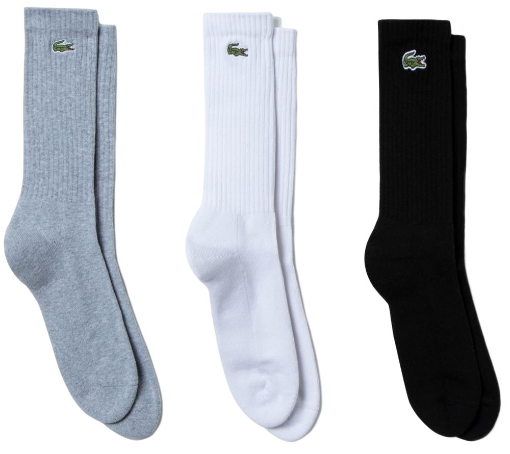 Теннисные носки Lacoste Sport High Cut Socks 3P - grey chine/white/black