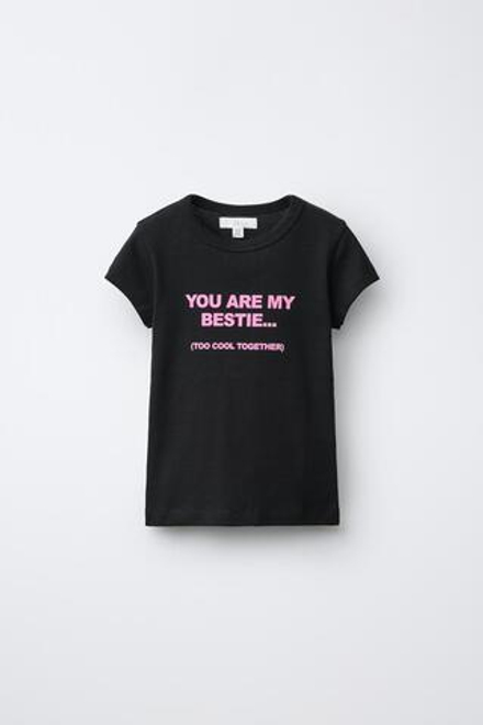 ZARA ФУТБОЛКА С НАДПИСЬЮ, ЧЕРНЫЙ