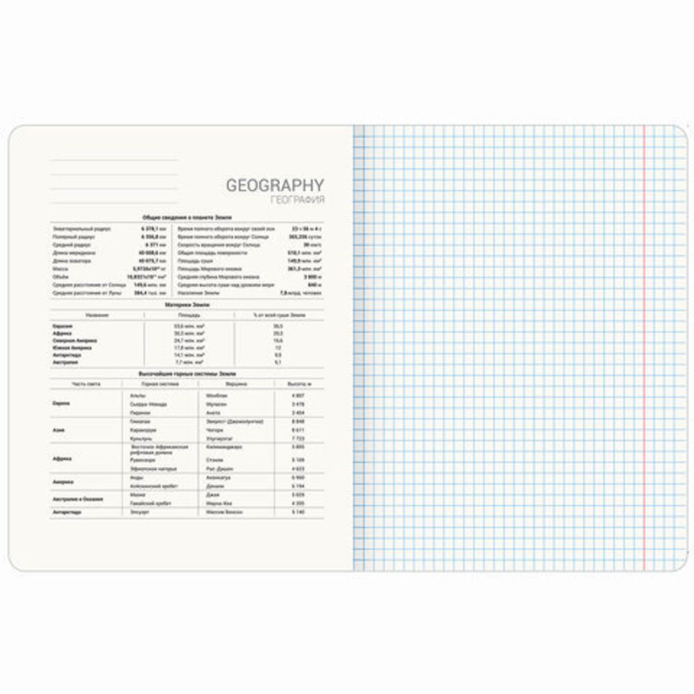 Тетрадь предметная VINTAGE 48 л., SoftTouch, ГЕОГРАФИЯ, клетка, подсказ, BRAUBERG, 405152