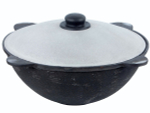 Казан 6л узбекский чугунный с алюминиевой крышкой, плоское дно (г.Наманган)