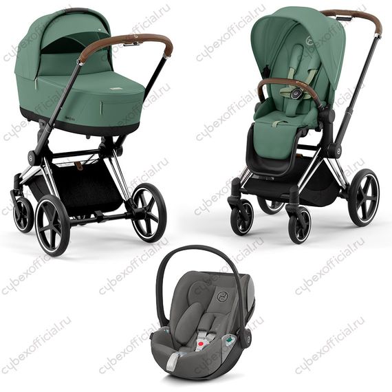 Детская коляска Cybex Priam IV 3 в 1 Leaf Green шасси Chrome