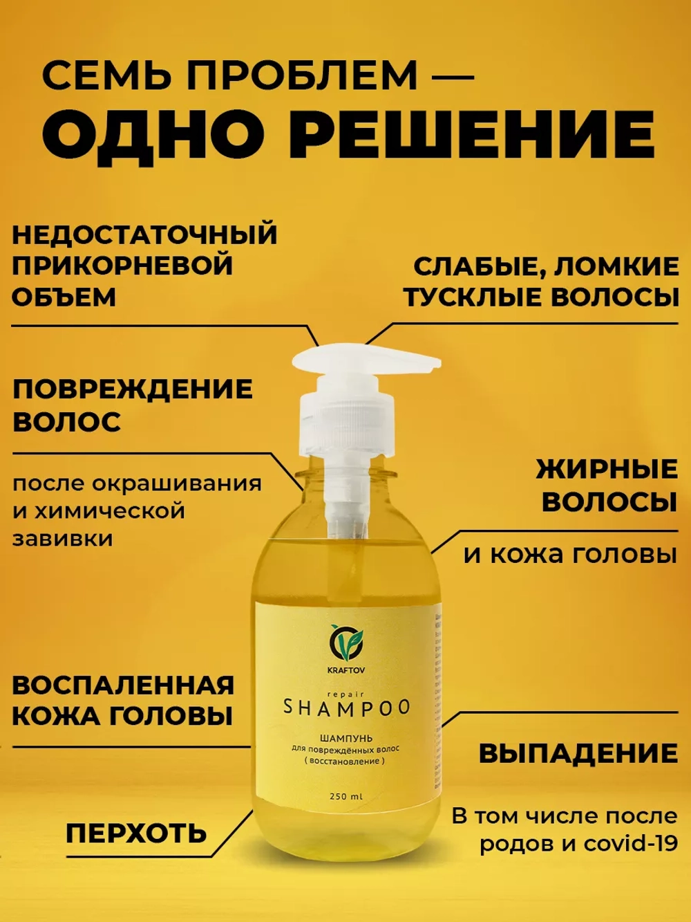 Шампунь восстанавливающий для поврежденных волос, 1000 мл