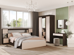 Басса (Бася) КР 552 Кровать 160 с закроватным модулем Венге / Дуб белфорт