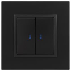 14-1105-05 ЭРА Выключатель двойной с подсветкой, 10АХ-250В, IP20, Эра Elegance, антрацит