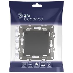 14-2103-05 ЭРА Розетка 2P+E Schuko со шторками с крышкой, 16A-250В, IP20, Эра Elegance, антрацит | Elegance Антрацит