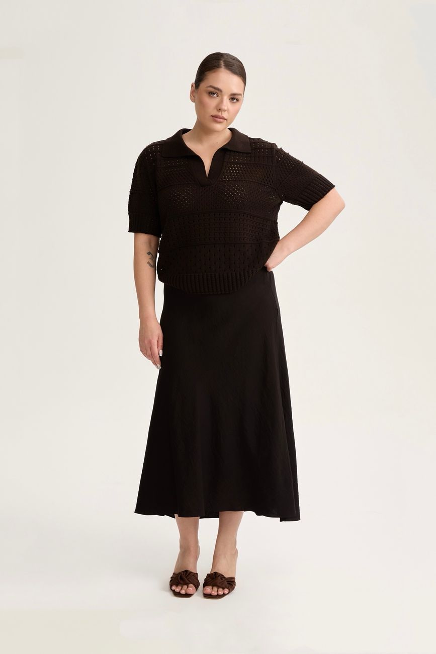 Юбка миди из жатой вискозы, черный