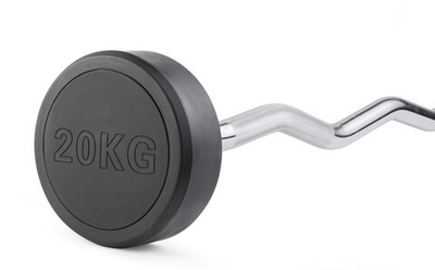 Штанга неразборная обрезиненная 20 кг. Изогнутый гриф. VictoryFit VF-DX5200