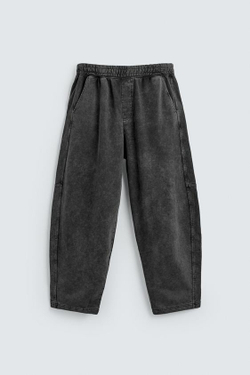 ZARA ДЖОГГЕРЫ BALLOON FIT С ЭФФЕКТОМ ПОТЕРТОСТИ, ТЕМНЫЙ АНТРАЦИТ