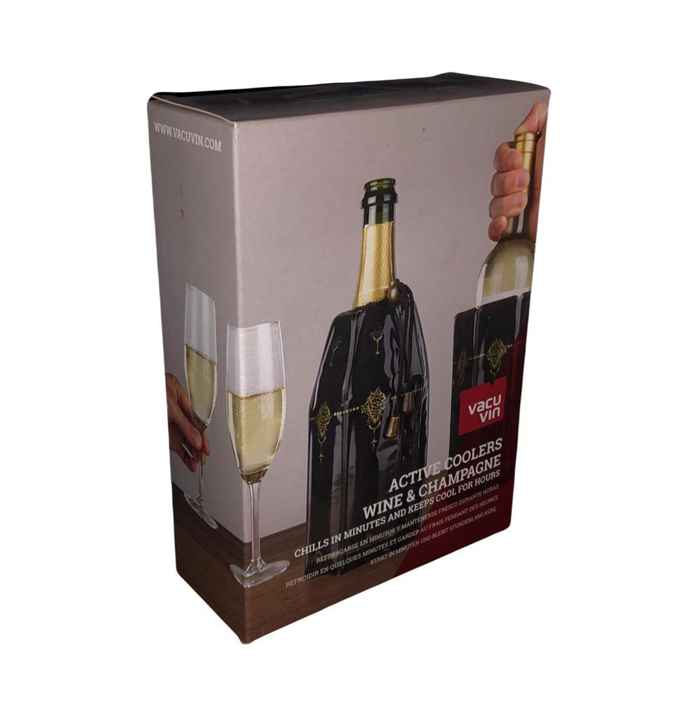 Набор из 2-х охладительных рубашек для вина и шампанского, черные, Wine & Champagne Cooler Classic Vacu Vin