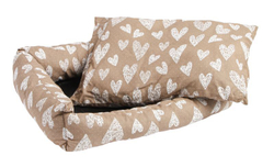 Моськи-Авоськи Лежанка СКАЗКА поплин L 68х52х16 СЕРДЕЧКИ, коричневая