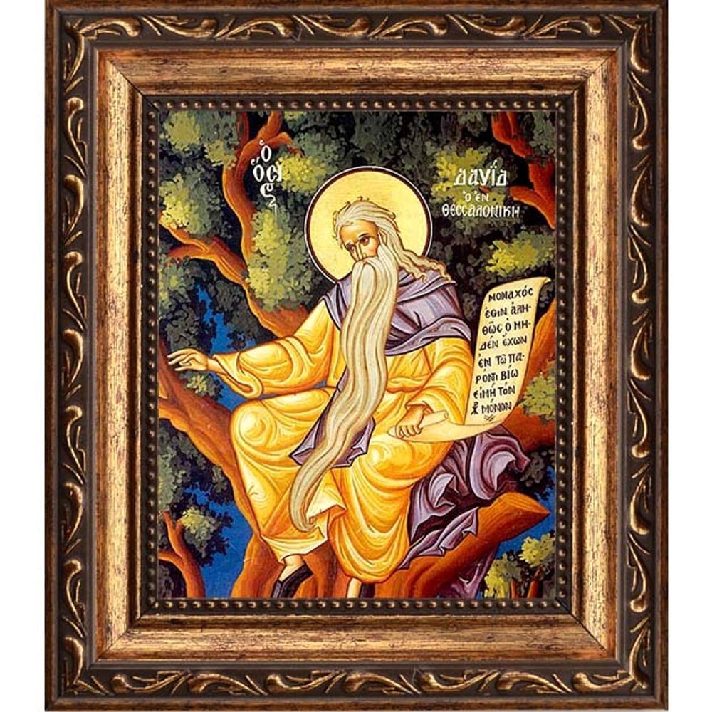 Давид Солунский (Фессалоникийский) Преподобный,  отшельник. Икона на холсте.