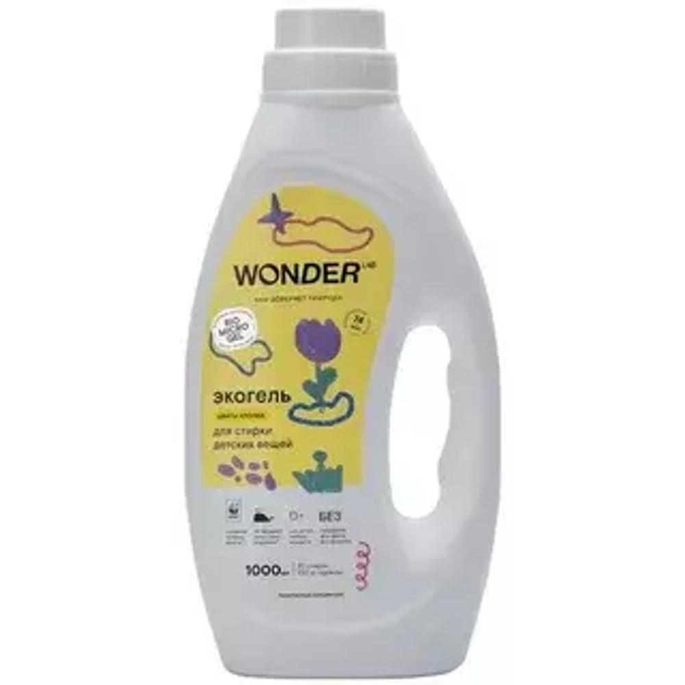 WONDER LAB  1л Эко-гель для стирки детских вещей "Цветы Хлопка" 1л*6