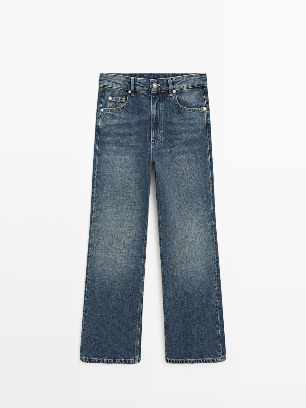 Massimo Dutti Джинсы средней посадки с расклешенным кроем, средне-синий