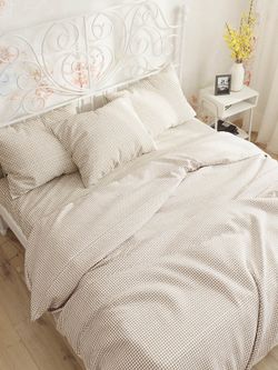 Простынь Сказка "Бежевая клеточка" 200х215 см, перкаль