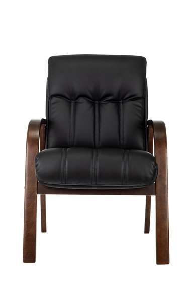 Кресло Бюрократ T-9932W-CF-Eco черный эко.кожа на ножках дерево