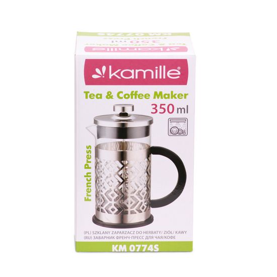 Френч-пресс 350 мл. Kamille KM 0774S нержавеющая сталь, стекло, бакелит