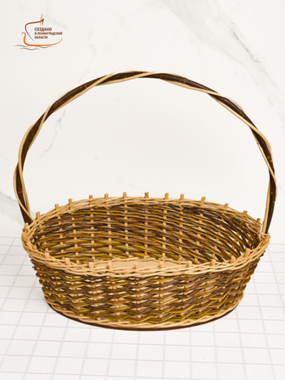 Корзинка овальная подарочная, арт. O430GR, 30х44х13 см, высота с ручкой 41 см