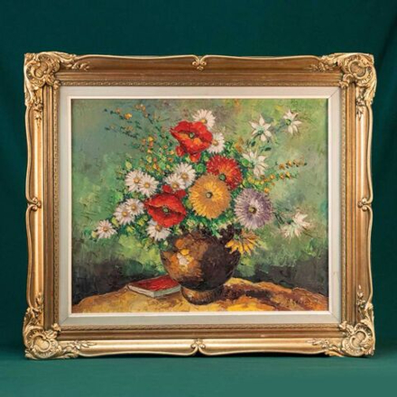 Винтаж: Картина «Натюрморт с летними цветами»