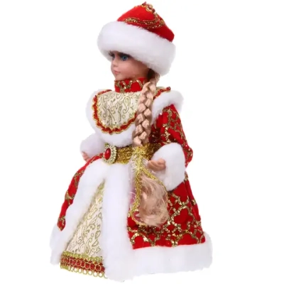 Снегурочка музыкальная «Зимний наряд» в красной шубке 30 см