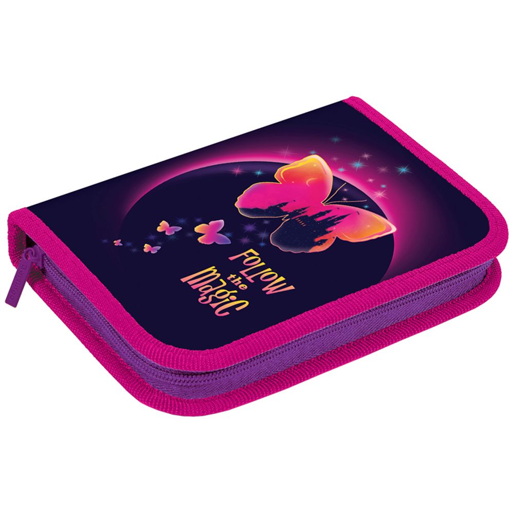 Пенал 1 отделение 200х140х40 Berlingo Magic butterfly, откидная планка, ткань