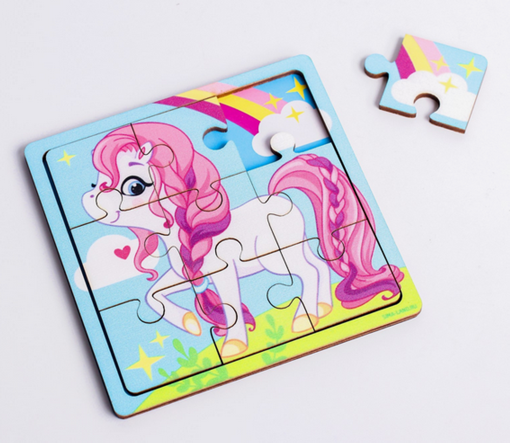 Головоломка-пазл в рамке. Игры в дорогу "Пони с радугой" П 300 4930519 (Лесная мастерская)