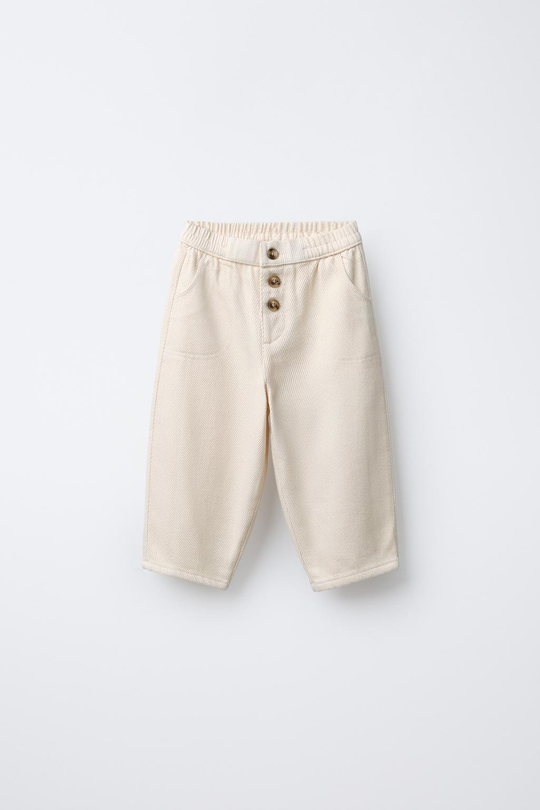 ZARA БРЮКИ ИЗ МЯГКОЙ ТКАНИ С ПУГОВИЦАМИ, ЭКРЮ