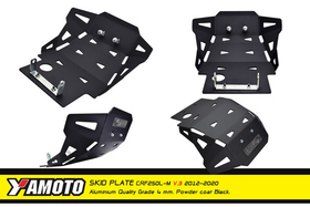 Skid Plate for Honda CRF250L-M (2012-2020). Aluminium, 4mm. V3.4 Black