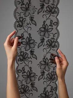 05-174 ОПТ Вышивка на неэл. сетке 22 см, черный 170