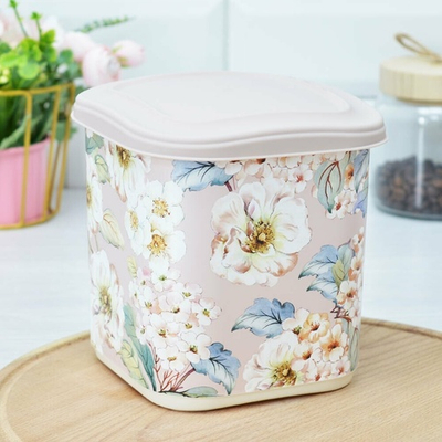 Емкость для сыпучих продуктов 1,8л с декором (бежевый) 455199