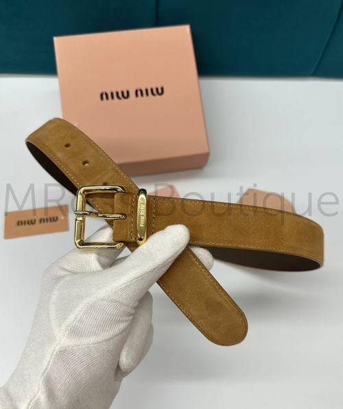 Miu Miu светло-коричневый женский ремень из замши
