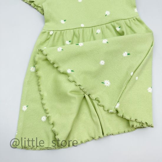 Платье хлопковое "Летние цветы" сочный лайм