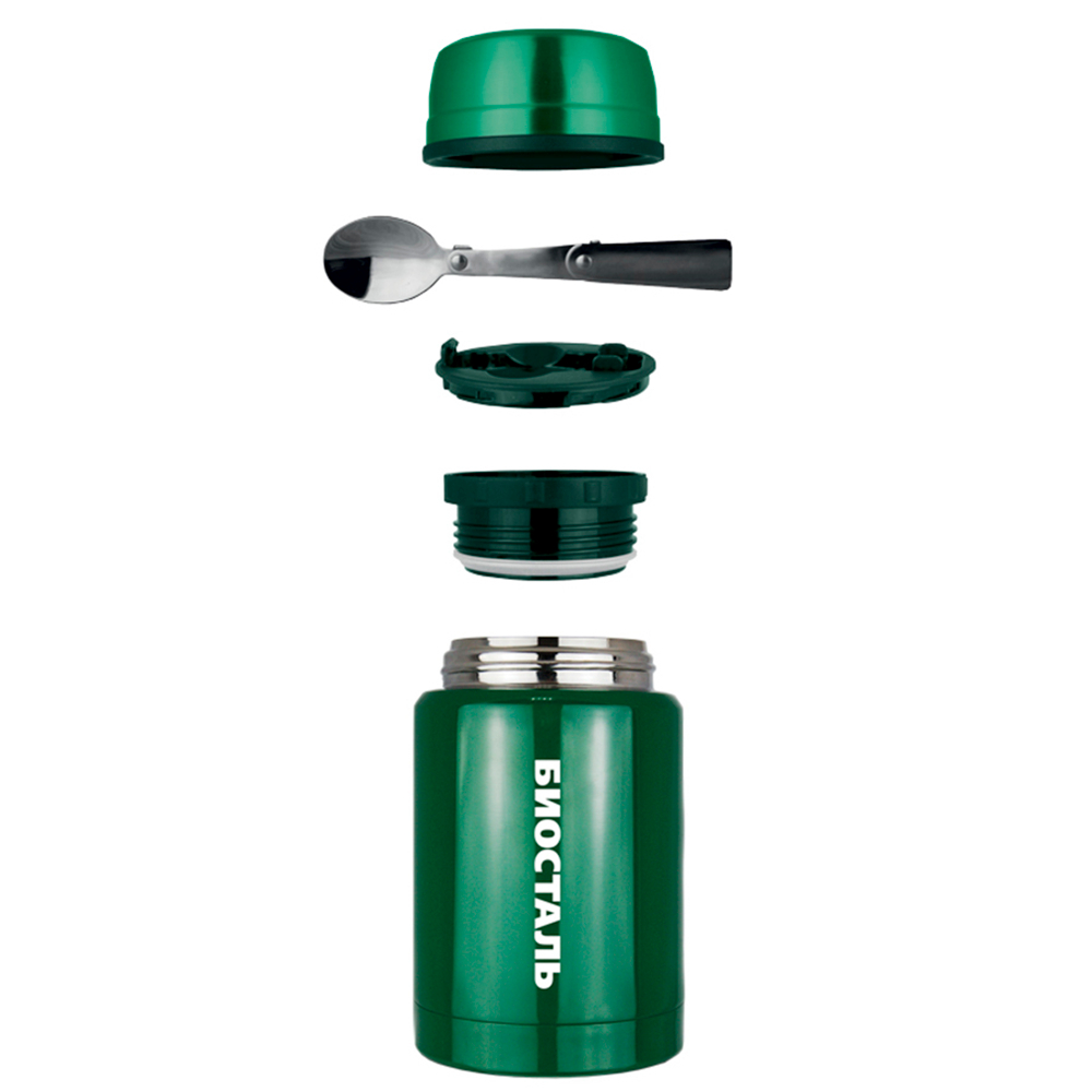 Термос для еды Biostal Охота (0,5 литра), с ложкой, зеленый