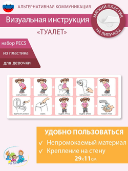 Социальная адаптация, визуальная инструкция "Туалет" ПЕКС/ PECS девочка