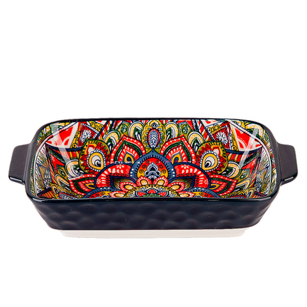 Блюдо для запекания "Arabesque" (синий) 22,5*12,5см v=600мл. (фарфор) (min9) (транспортная упаковка)