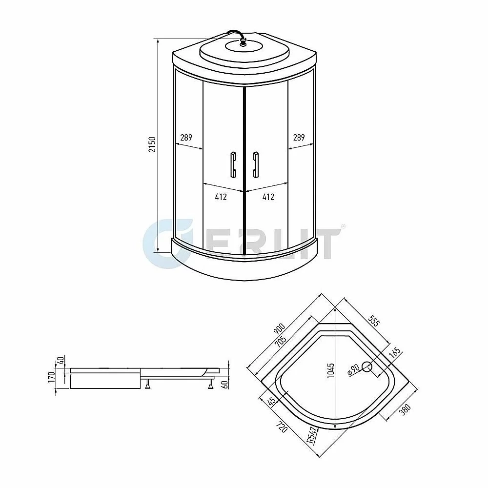 Душевая кабина Erlit Comfrot ER3508P-C3-RUS 80x80 матовое стекло