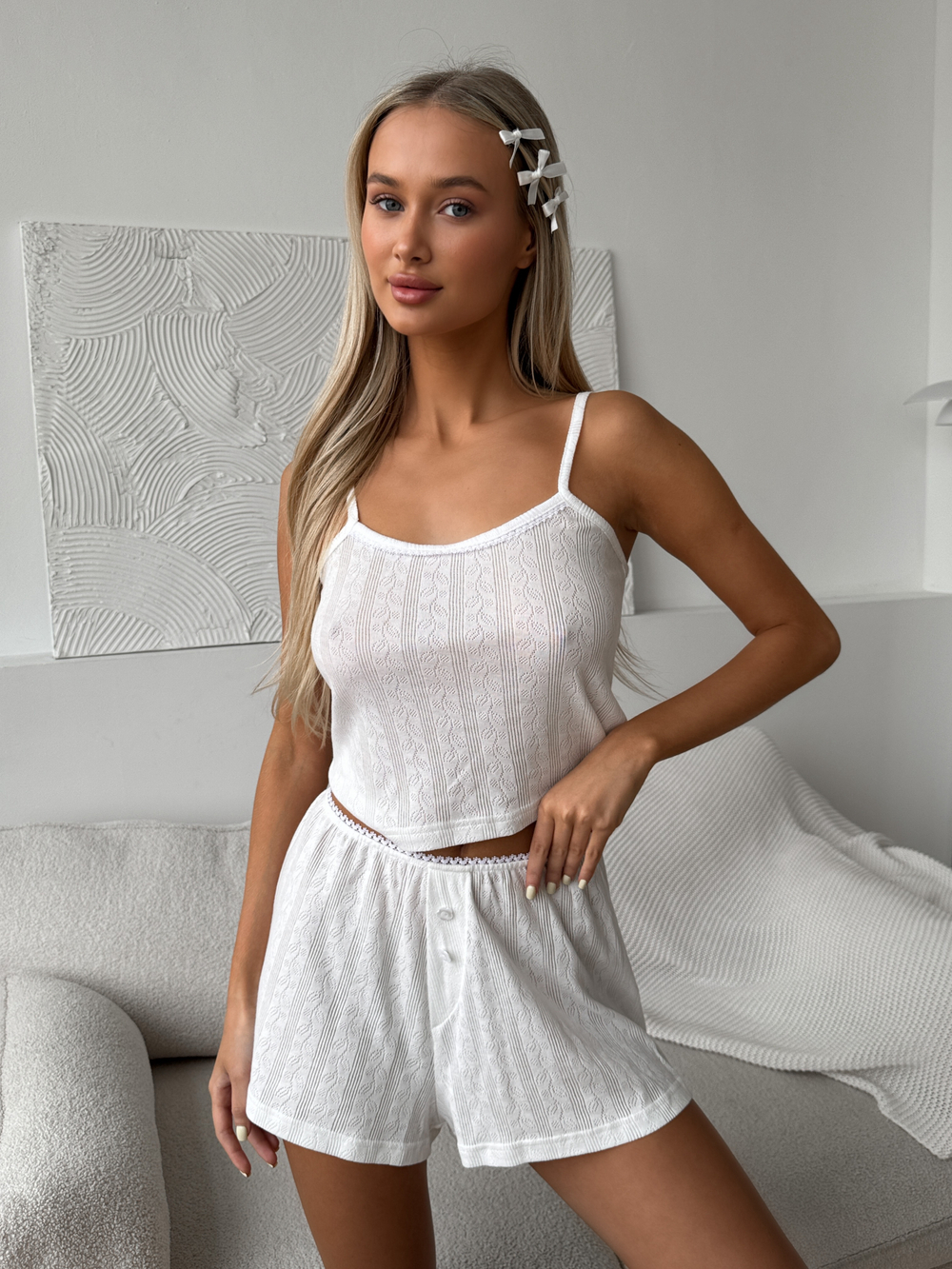 Пижама ажурная топ + шортики