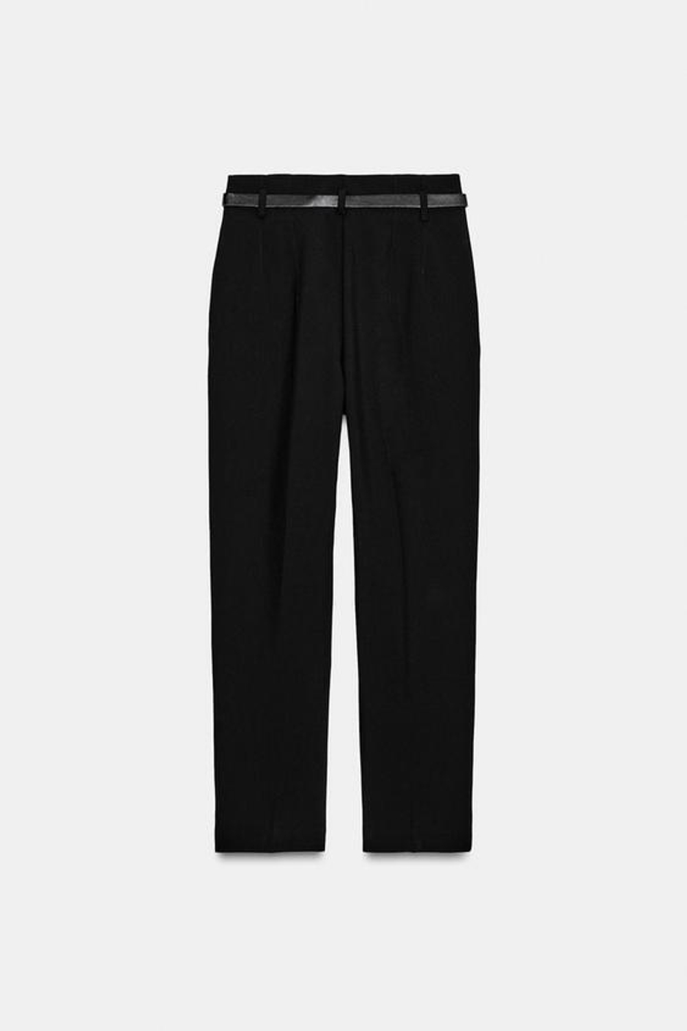 ZARA БРЮКИ С ВЫСОКОЙ ПОСАДКОЙ И РЕМНЕМ, ЧЕРНЫЙ