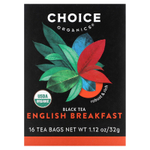 Choice Organics, Black Tea, English Breakfast, 16 чайных пакетиков, 32 г (1,12 унции)