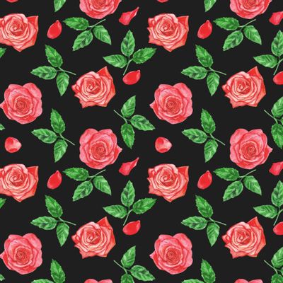 Красные розы с листиками и лепестки