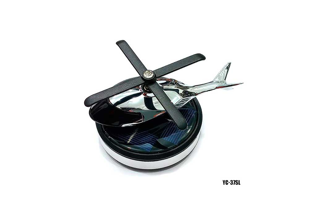 Ароматизатор-игрушка -на торпеду- Вертолет - солн батар (жидк)- YC-37SL Silver