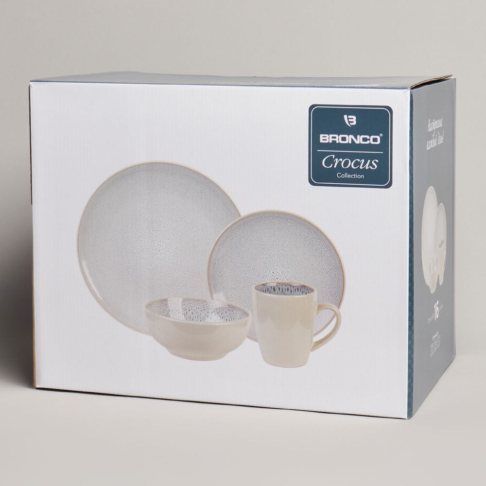 НАБОР ПОСУДЫ ОБЕДЕННОЙ BRONCO "CROCUS" НА 4 ПЕР. 16 ПР. БЕЖ (КОР=1НАБ.)