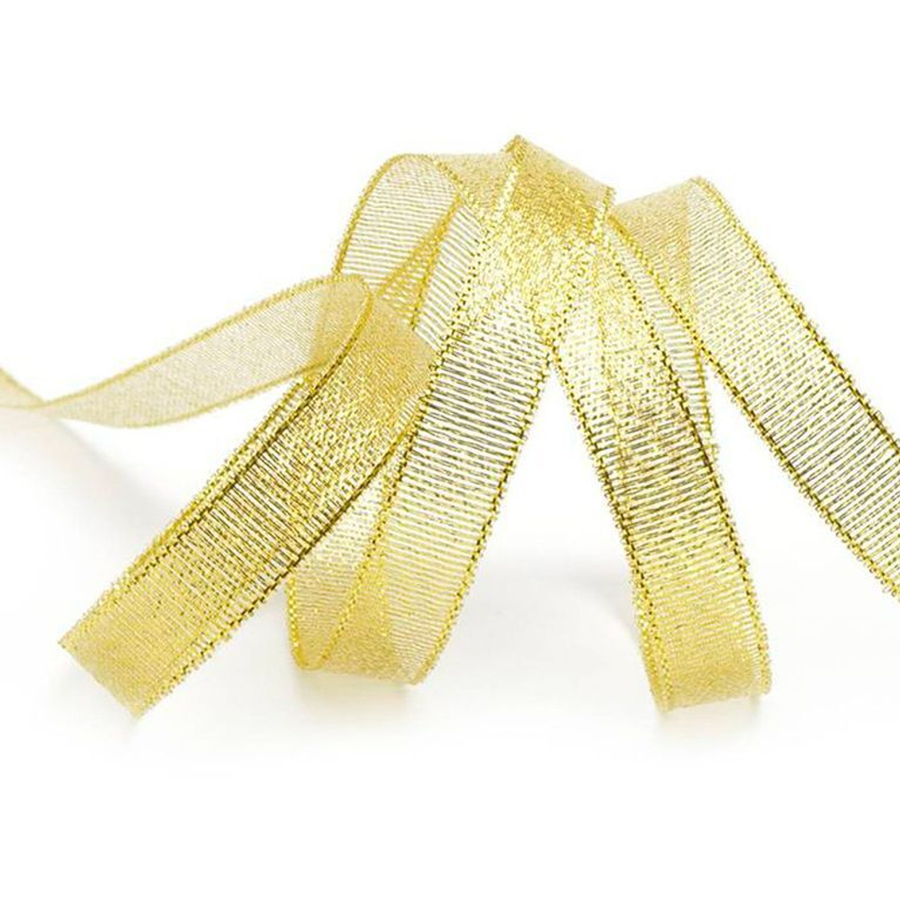 Лента парчовая 10 мм  (22 метра, цвет золото)
