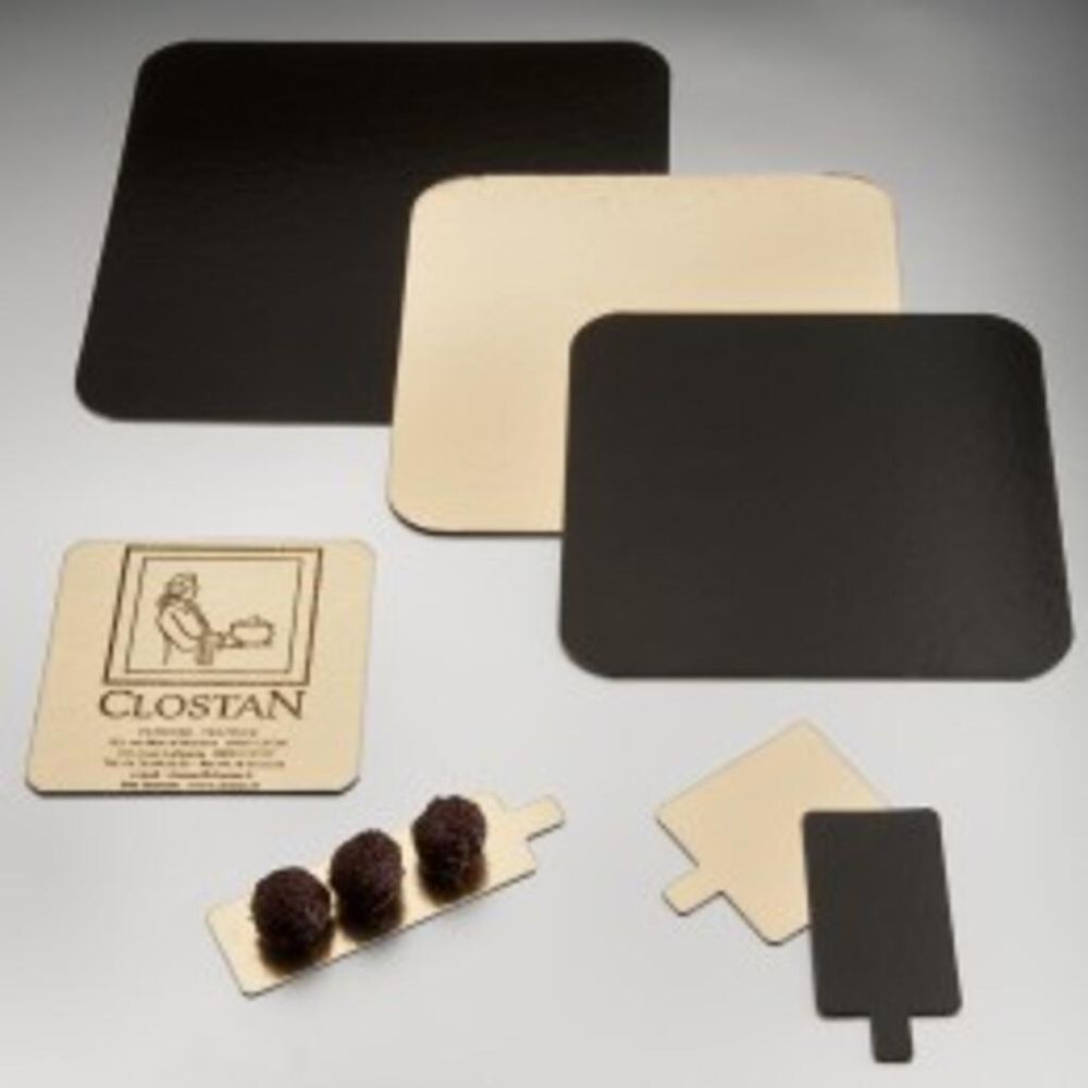 Подложка кондитерская двусторонняя 18*18 см, золотая/черная, картон, 50 шт