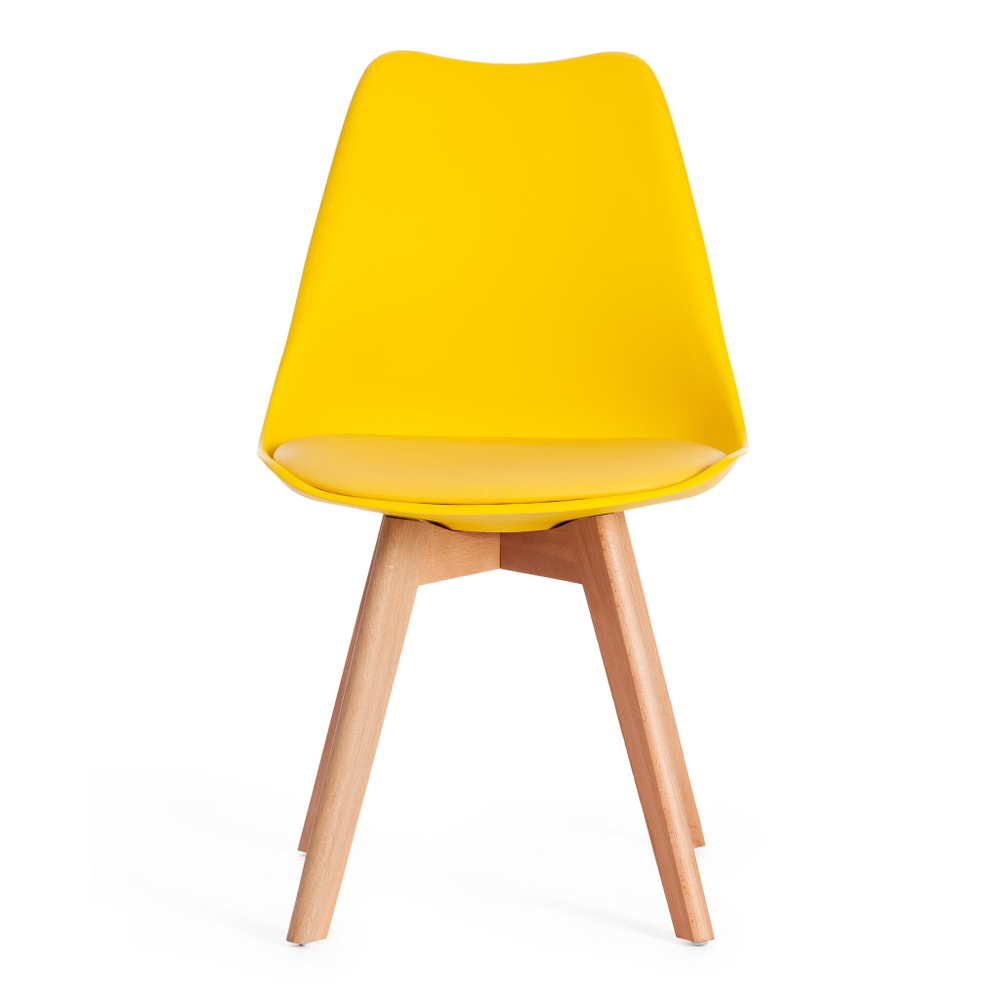 Стул TULIP (mod. 73) дерево/пластик/ПУ, 48.5*52.5*83cм, желтый (Комплект из 4 шт.)