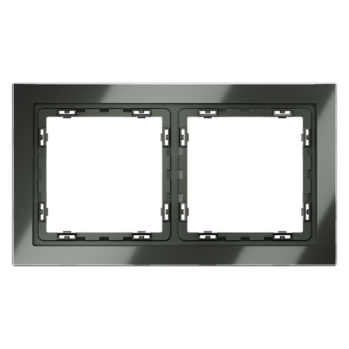 Рамка стеклянная VOLTUM S70 на 2 поста, (титан, стекло)