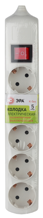 Колодка ЭРА 5гн с заземл.,выкл.****